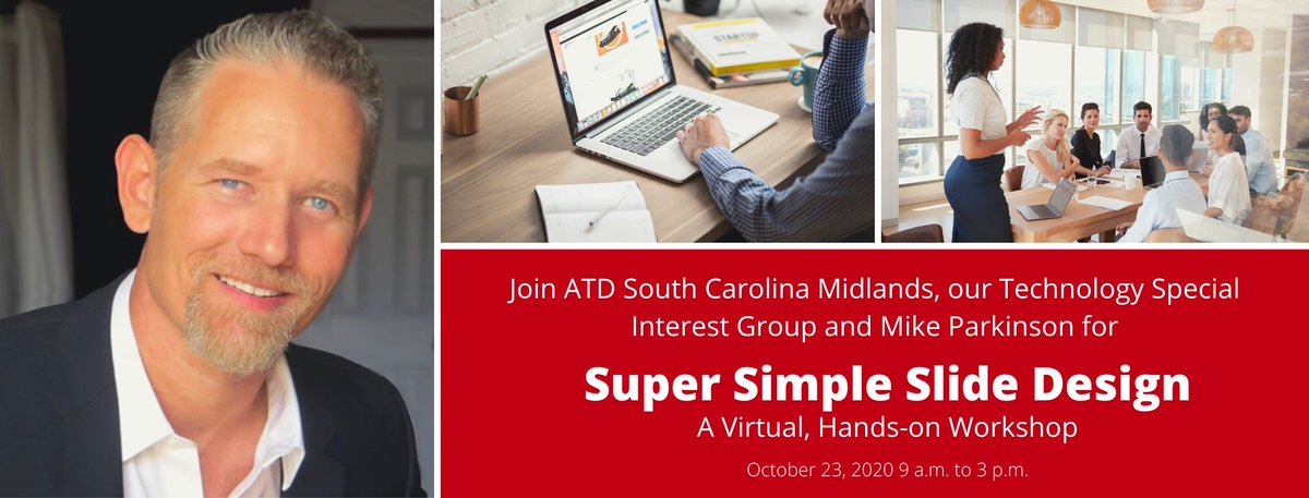 Learn to:
Make professional, modern slides quickly
Use free and low-cost tools to make slides and graphics
Increase your success rate using clear, compelling slide design
at "Super Simple Slide Design".  We can't wait to see you there!  ow.ly/QBZJ50AHcjw