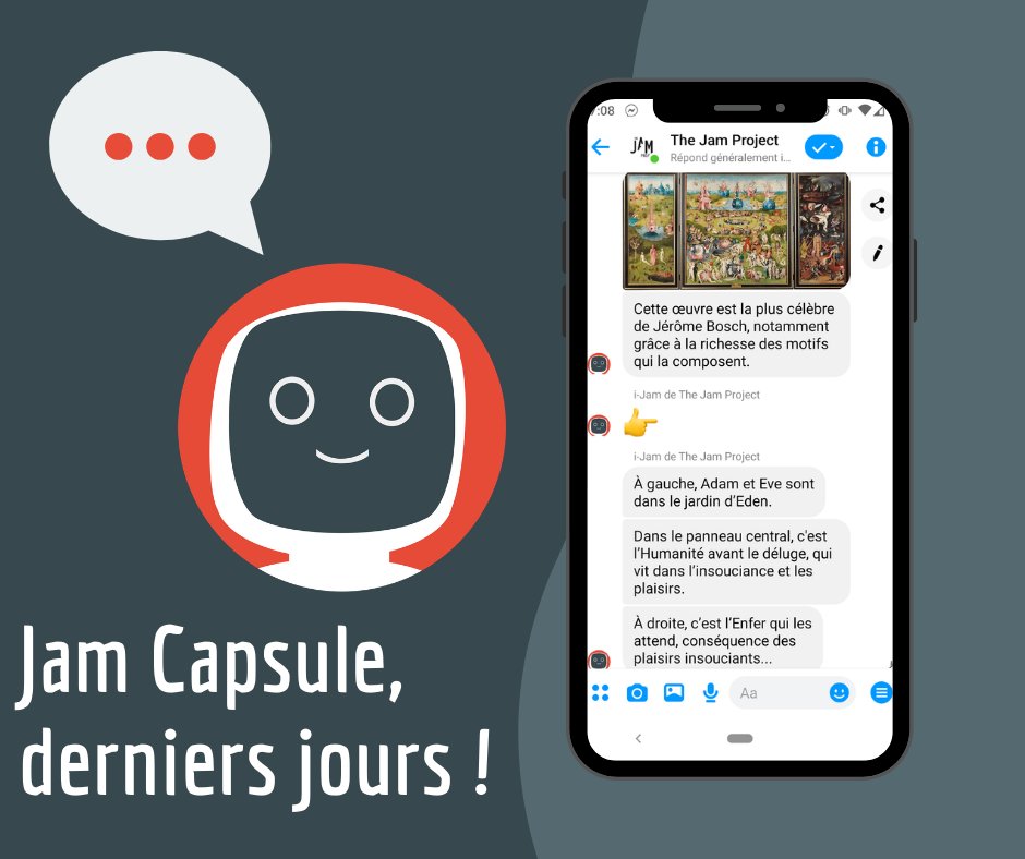 LaVillette's tweet photo. Sur #JamCapsule @AskMonaParis a imaginé un chatbot qui aide les visiteurs à préparer leur visite et leur délivre du contenu de médiation sur les différentes capsules. #YesWeJam https://t.co/Vg9xoonmWb