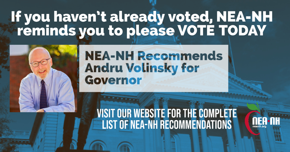 NEANHNews's tweet photo. We trust that Andru will always have the best interest of our state’s children at the heart of every decision he will make as Governor.  #nhpolitics https://t.co/mTNKcLSLka https://t.co/fzmJGOhlM8