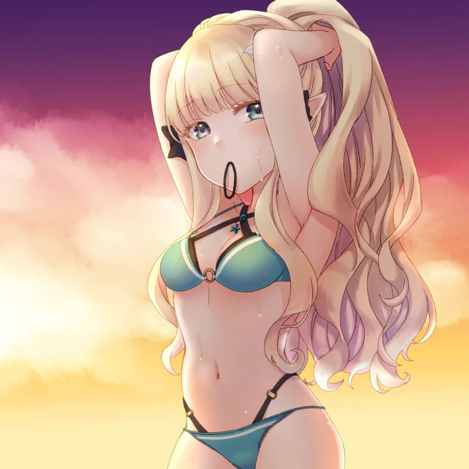 6日目!
サレンちゃんと夕暮れのビーチ 