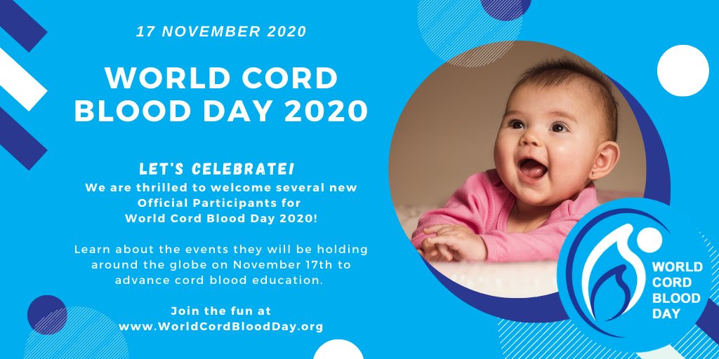 CordBloodDay's tweet photo. Exciting! We're thrilled to welcome several new Official Participants to #WorldCordBloodDay 2020! BIG THANKS to #FamiCord #Switzerland @FamiCordSuisse & #SmartCells #HongKong @smartcellsofficial.hk for educating your communities on #cordblood: https://t.co/cX4jOI1M65
#WCBD20 https://t.co/xNsEwpLdkY
