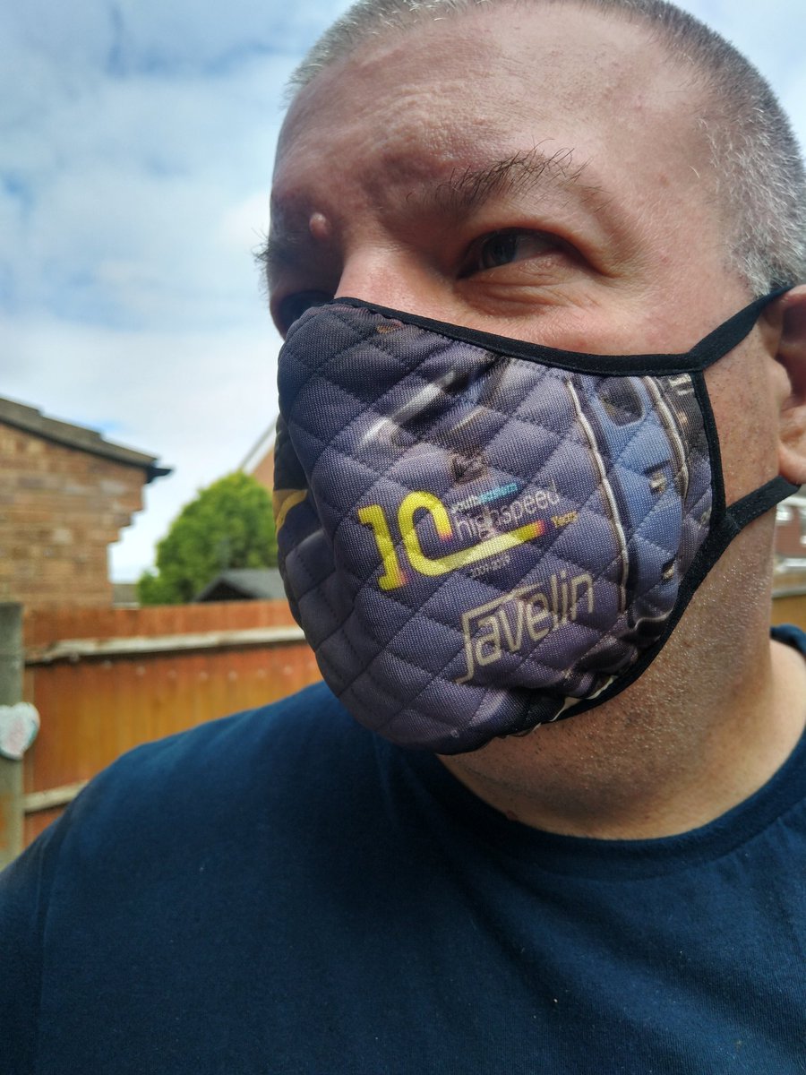 HighSpeed_H's tweet image. So I designed and commissioned a set of #facemasks from @BagsofloveUk for work, featuring the @Se_Railway #class395 #Javelin #HighSpeed #10Years and #loveforthelost which is close to my heart.
