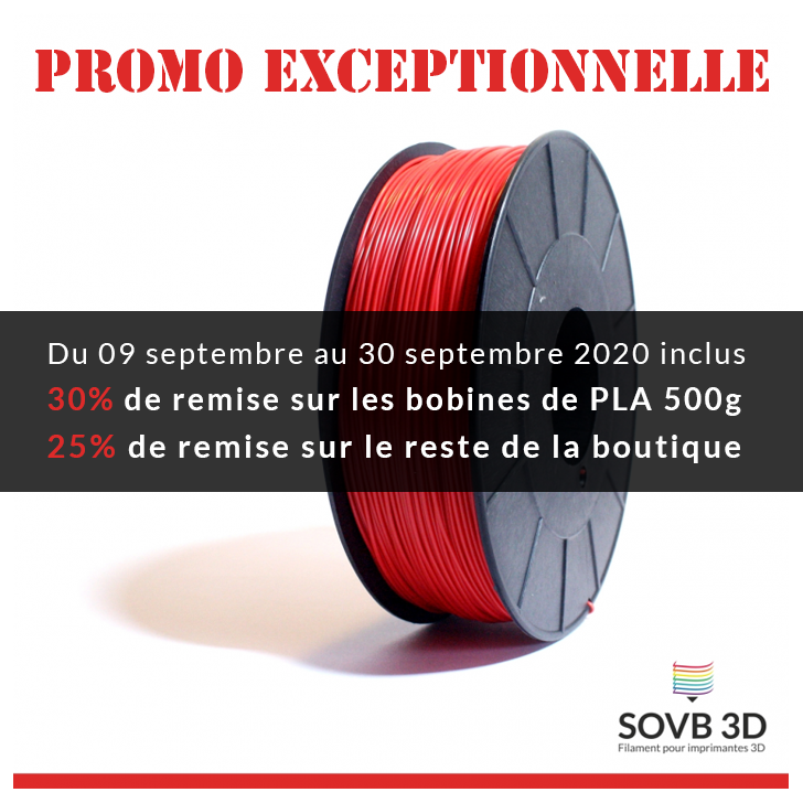 Filament 3D PLA Noir alumine 1.75mm 500g - SOVB 3D