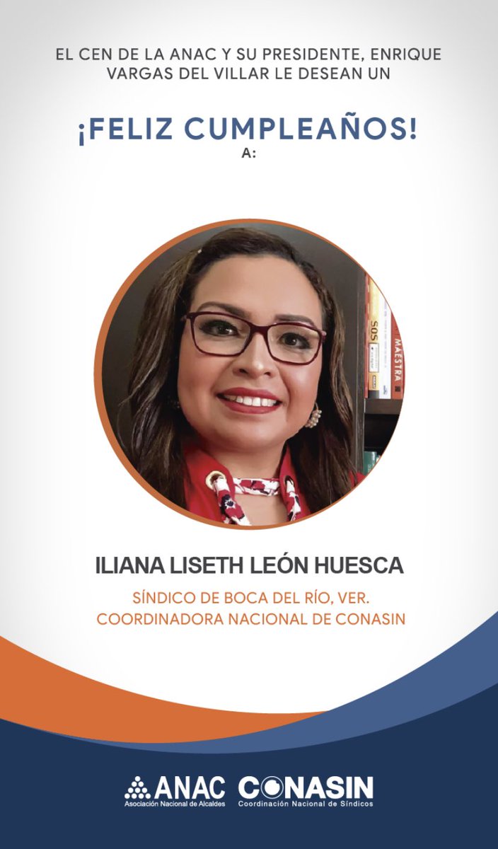 CoNaSin's tweet photo. 🟠 @EnriqueVargasdV , Presidente de la @ANACmx_ a nombre de los integrantes del #CEN así como de la #SecretariaEjecutiva y la #CONASIN, felicitan a la Síndica @ili_leon , con motivo de su 🍰 cumpleaños. Deseándole que los éxitos en su vida continúen. 🥳 https://t.co/GCSIgDoVXn