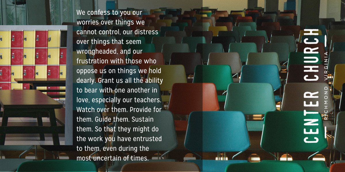 CenterChurchRVA's tweet photo. Join us in prayer for teachers returning to their virtual classrooms. 

#RPS #HCPS #HenricoCountyPublicSchools #CPS #Richmond https://t.co/22oM97dOVA
