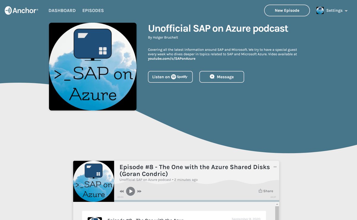 I had this on my list for some time. After seeing it with @lechnerc77 (THANKS!) I gave it a try today and it turns out to be quite simple. So... 
Now you can also listen to the (video) Podcast for SAP on Azure anchor.fm/saponazure 
#SAPonAzure <a href="/GoranCondric/">Goran Condric</a> <a href="/rboban/">Robert Boban</a>