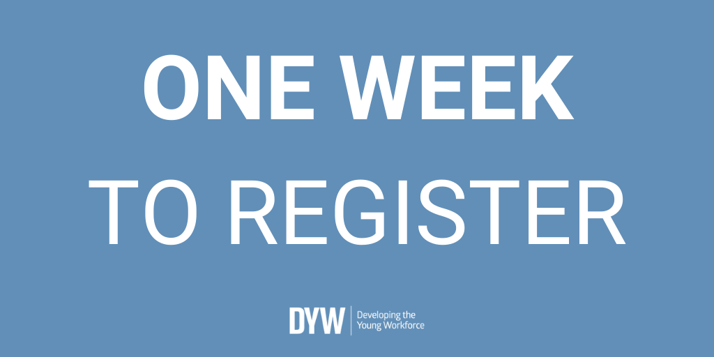 ONE WEEK TO BOOK! 😀

Tune in to our final Scotland’s Biggest Parents’ Event on Tuesday 15th September and hear from a range of representatives across key sectors that are still recruiting. 

Sign up now 👇
dyw.scot/sbpe.html #DYW20SBPE