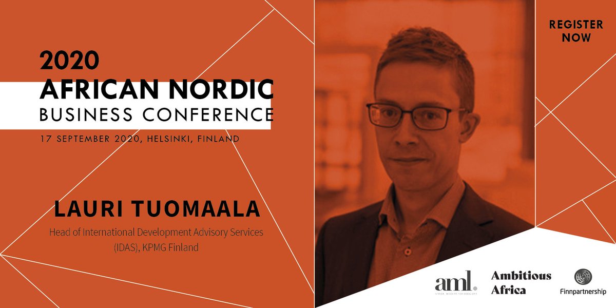 SpringboardANBP's tweet photo. Partnerships, development impact, and sustainability are where it starts with African-Nordic Businesses. At ANBC2020, join Lauri Tuomaala, Head of International Development Advisory Services (IDAS)at KPMG Finland to learn more about Partnership and funding
https://t.co/g3iD7ieUPd https://t.co/WB2GWZI68t