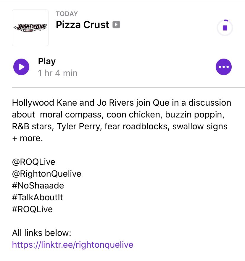 ROQLive's tweet image. #PizzaCrust episode w/ @HollywoodKane @JoRiversMusic on moral compasses, coon chicken, swallow signs, fear roadblocks + more. 

Apple: podcasts.apple.com/us/podcast/rig…
SoundCloud: soundcloud.com/roqlive/pizza-…
Spotify: open.spotify.com/episode/0b5RhJ…
YouTube: youtu.be/_Q394W4-Iuw

#ROQLive
