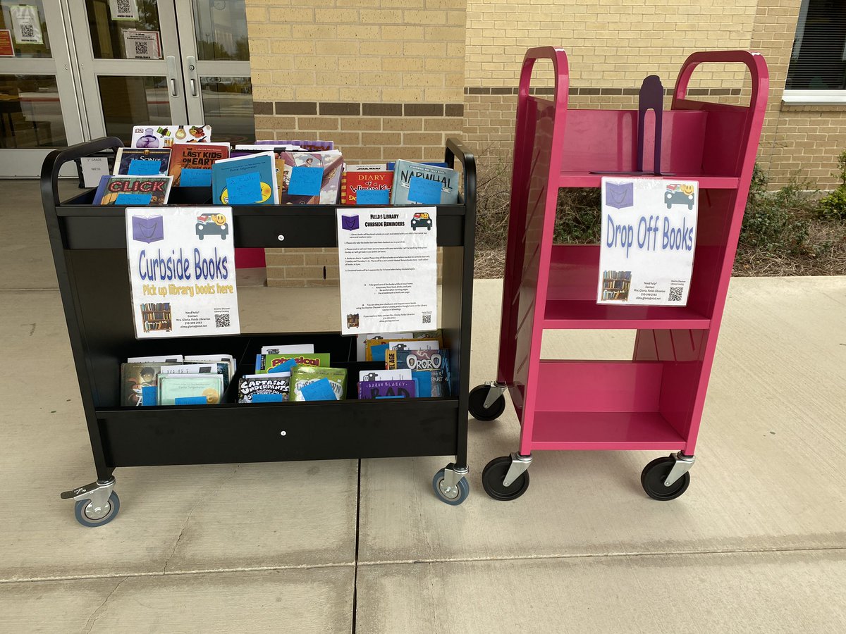 Library books are in kids hands! We had our two first families pick up/drop off their books! Curbside is on Tuesday and Thursday from 9-2. Check your child’s library Schoology for information. <a href="/NISDFields/">Fields Elementary</a> <a href="/NISDLib/">NISDLibraryServices</a> #NISDBackBetterTogether