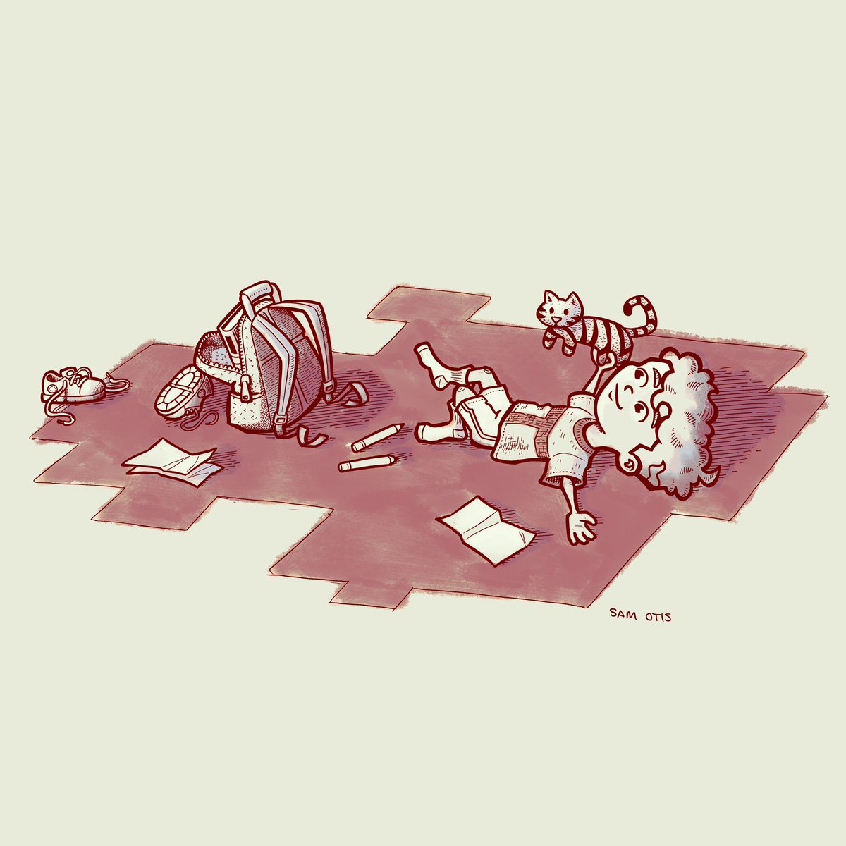 sam_otis's tweet photo. AFTER A HARD DAY’S WORK - Time to relax! #augustinspired #augustinspired2020 #kidlitart #afterschool https://t.co/dia1UQCY3G