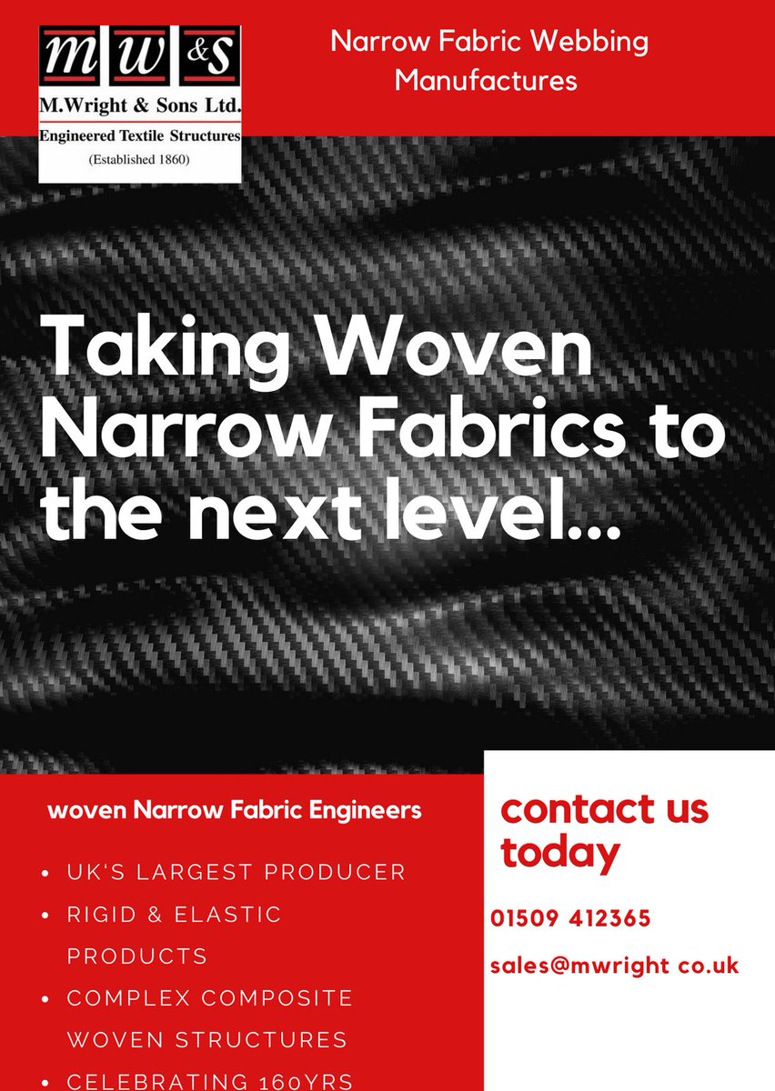 With 160yrs of experience behind us, leading the Woven Narrow Fabrics industry has never been more exciting.                  #ukmanufacturing #wovennarrowfabrics #compositestructures