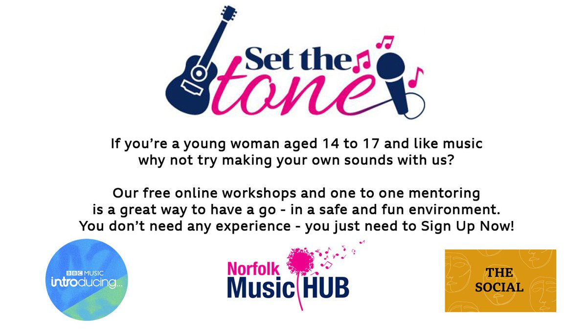 So Excited by this - join us and be one of the next young female music talents in Norfolk! <a href="/bbcintronorfolk/">BBC Music Introducing in Norfolk</a> <a href="/NMHub/">Norfolk & Suffolk Music Hub</a>  <a href="/BBCNorfolk/">BBC Norfolk</a> <a href="/bbcvoices/">BBC Voices</a>  Clink the link to start an incredible journey! All FREE and online norfolkmusichub.org.uk/site/set-the-t…