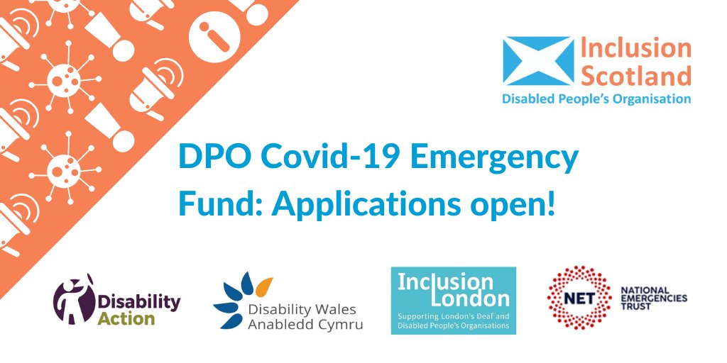 Decorative graphic. "DPO Covid-19 Emergency Fund: Applications open!"