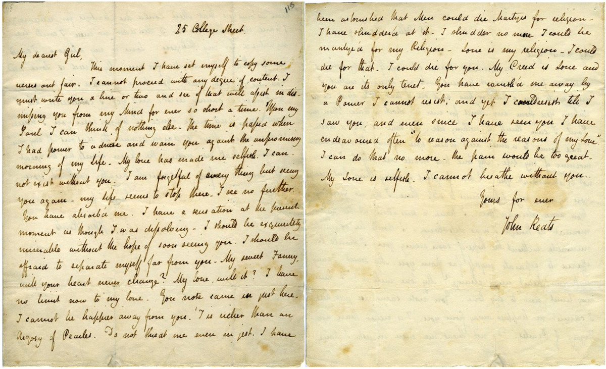 parnassion's tweet photo. Letter by John Keats https://t.co/hH1lHV6vCB