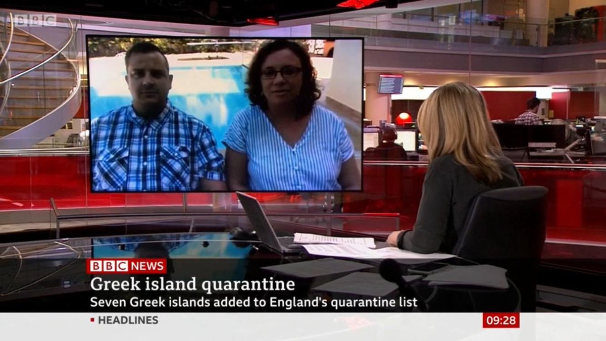 Was a pleasure being interviewed by <a href="/vicderbyshire/">Victoria Derbyshire</a> this morning together with <a href="/TCfiona_bateman/">Fiona Bateman - Travel Counsellor</a>. The Crete quarantine upon our return has caused a shock based on up to date evidence, but we will enjoy our holiday come what may!