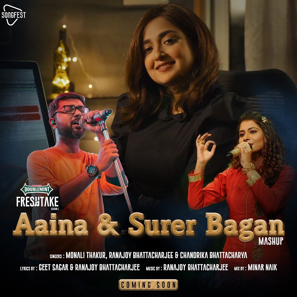 The 💥MASHUP💥 of Aaina and Surer Bagan is on it's way! Stay tune to hear all the 3 lovely voices of @monalithakur03 @RanajoyBhatt and @musical_chandrika in 1 mix 😁
.
@anushkasen_04
@harsshrajput #doublemintfreshtake #monalithakur #anushkasen #harshrajput #ranajoybhattacharjee
