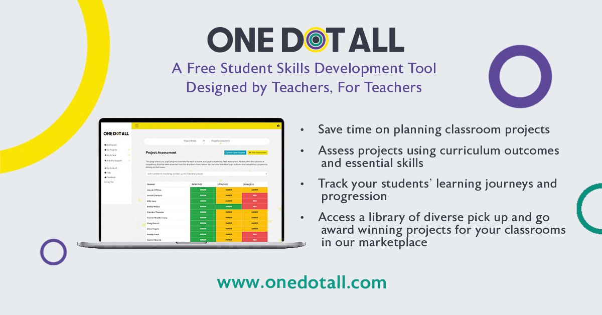 onedotall's tweet photo. OneDotAll® is a free student skills development tool for teachers to support the development  in not just curriculum outcomes, but essential skills needed for students to succeed in the future. Learn more at https://t.co/pvwTqekskp.
#teacher #education #classroom #school #stem https://t.co/PwZm4nIrLK