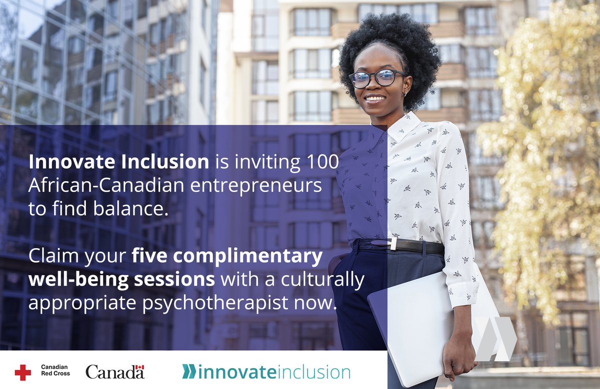In partnership with @RedCrossOntario we invite #Black #Entrepreneurs to find your balance with five #free therapy sessions.

Don't let the stress of the pandemic stop you from moving forward. 

bit.ly/329Sz0D