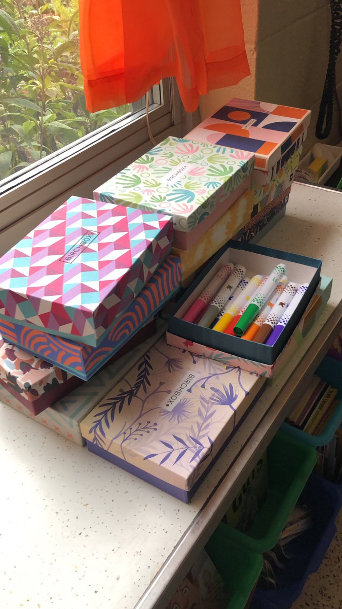 Upcycling my <a href="/birchbox/">Birchbox</a> boxes for my classroom this year! Prettiest marker boxes ever!