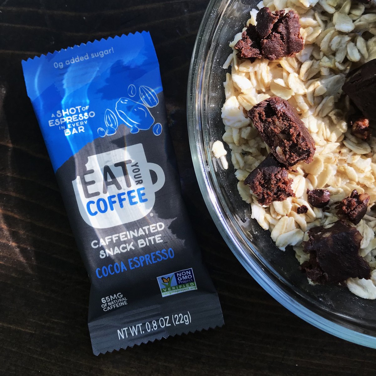 Cozy oats with a little extra energy for breakfast this morning. How do you eat your caffeinated snacks?!