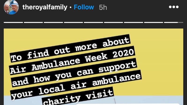 Creative_Sponge's tweet photo. Our campaign creative for @AirAmbulancesUK and #AAW2020 has managed to get the @RoyalFamily seal approval today on #Instagram – thanks Your Majesty! 👀 👑#becauseeverysecondcounts https://t.co/lcI5WezCWQ