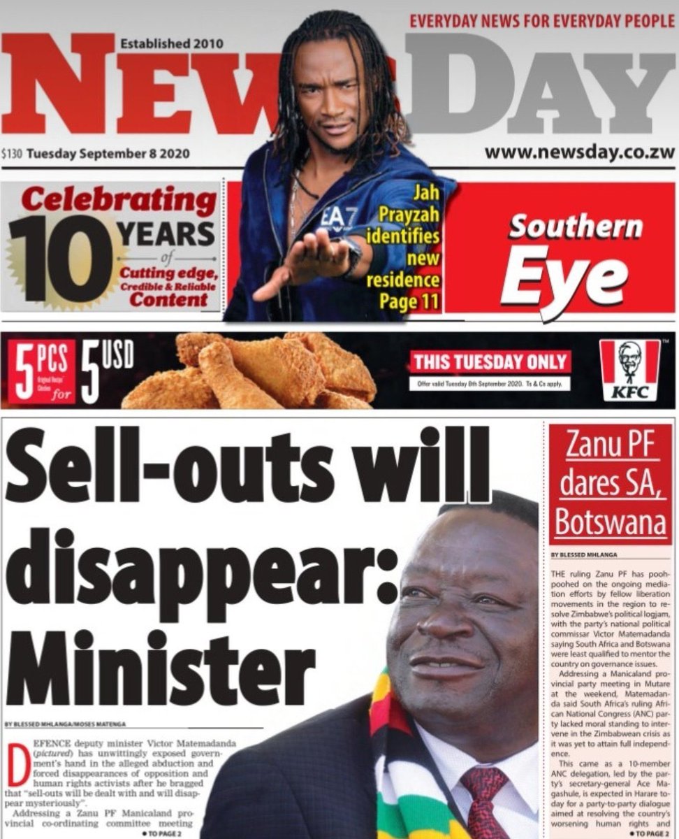 ProfJNMoyo's tweet photo. ABDUCTION OF NICKSON MPOFU ALERT: at 7:00pm (19:00hrs) Zim-time this evening, I will post the name &amp; picture of one of the brutal members of Mnangagwa's Ferret Force team that abducted &amp; savagely tortured Nickson Mpofu on the night of 1 September 2020. Don't miss it right here! https://t.co/VAcEnsiwzE