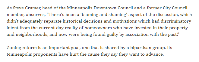 What's amazing about this op-ed is that, ultimately, the author seems to favor Minneapolis's housing efforts. Instead, it's entirely focused on a CULTURAL agenda: trying to get city leaders to stop talking about race, so that rich white developers don't have to feel bad.