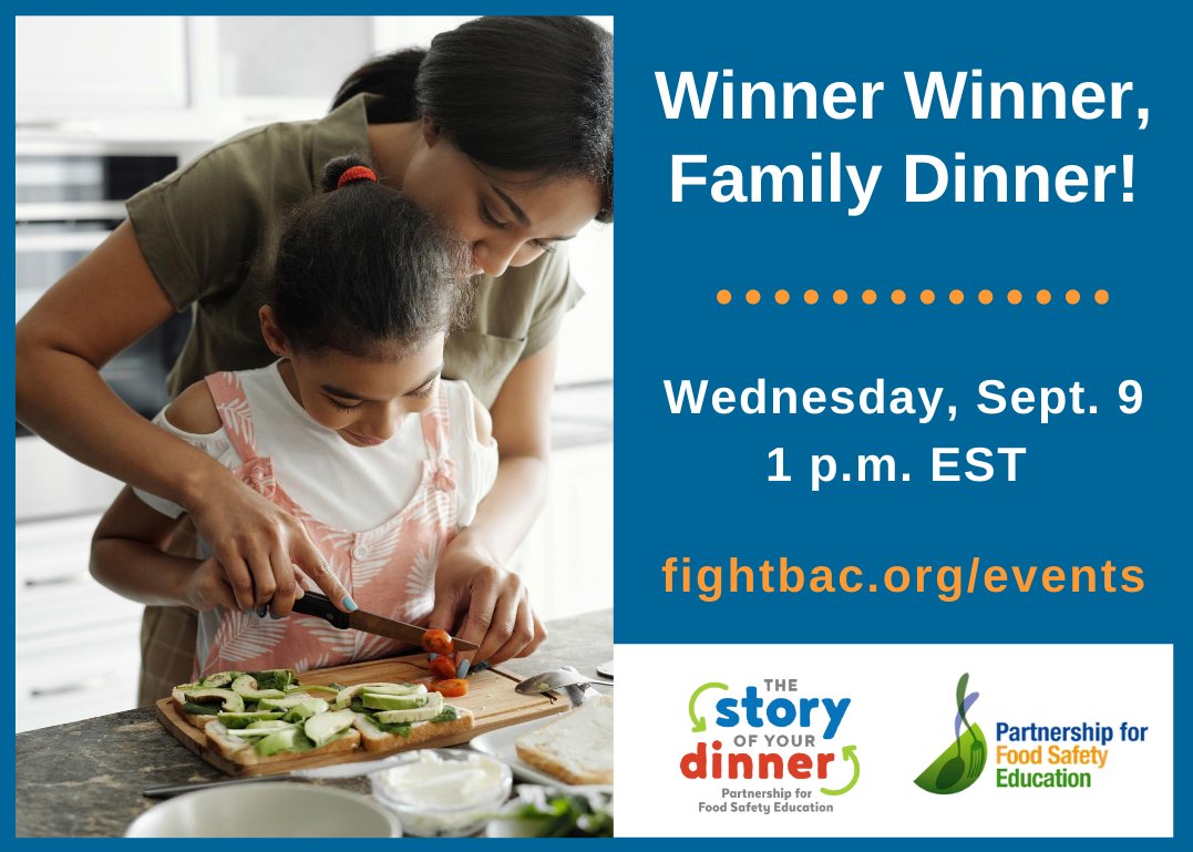 FightBAC's tweet photo. NEW! #Foodsafety resources, #videos, #downloads, & the #SafeRecipe Contest winner revealed. #Free event! Tomorrow Wednesday, 09/09 @ 1 pm EDT. @eatright @buildupRDNs @aafcs @ncafcs @_anfp @dietarymgr360 @astho @nacchoalerts @nehaorg #rdchat #cdr #eatright #dietitian #mches #ches https://t.co/c1nQZdgTe8