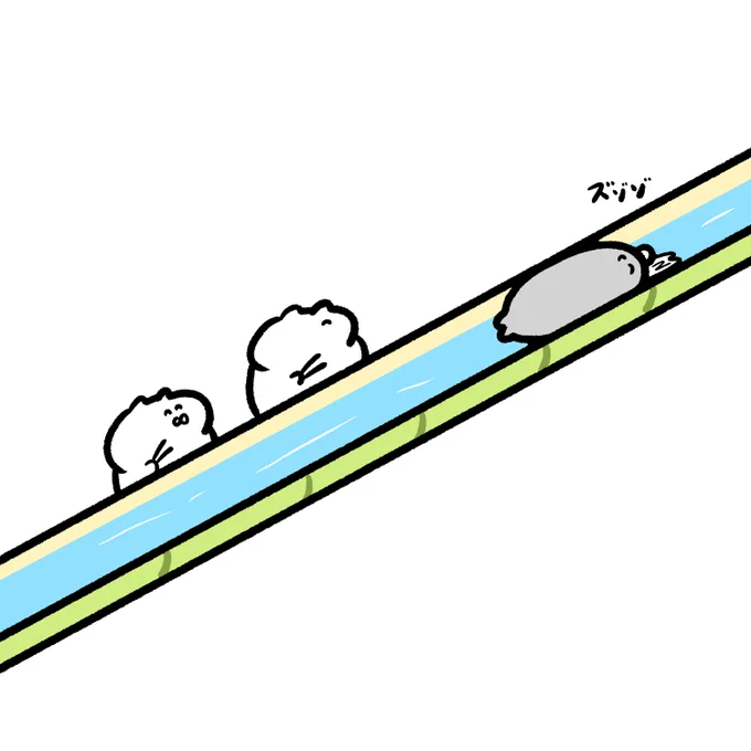 アザラシが詰まっててそうめんが食べれない様子 