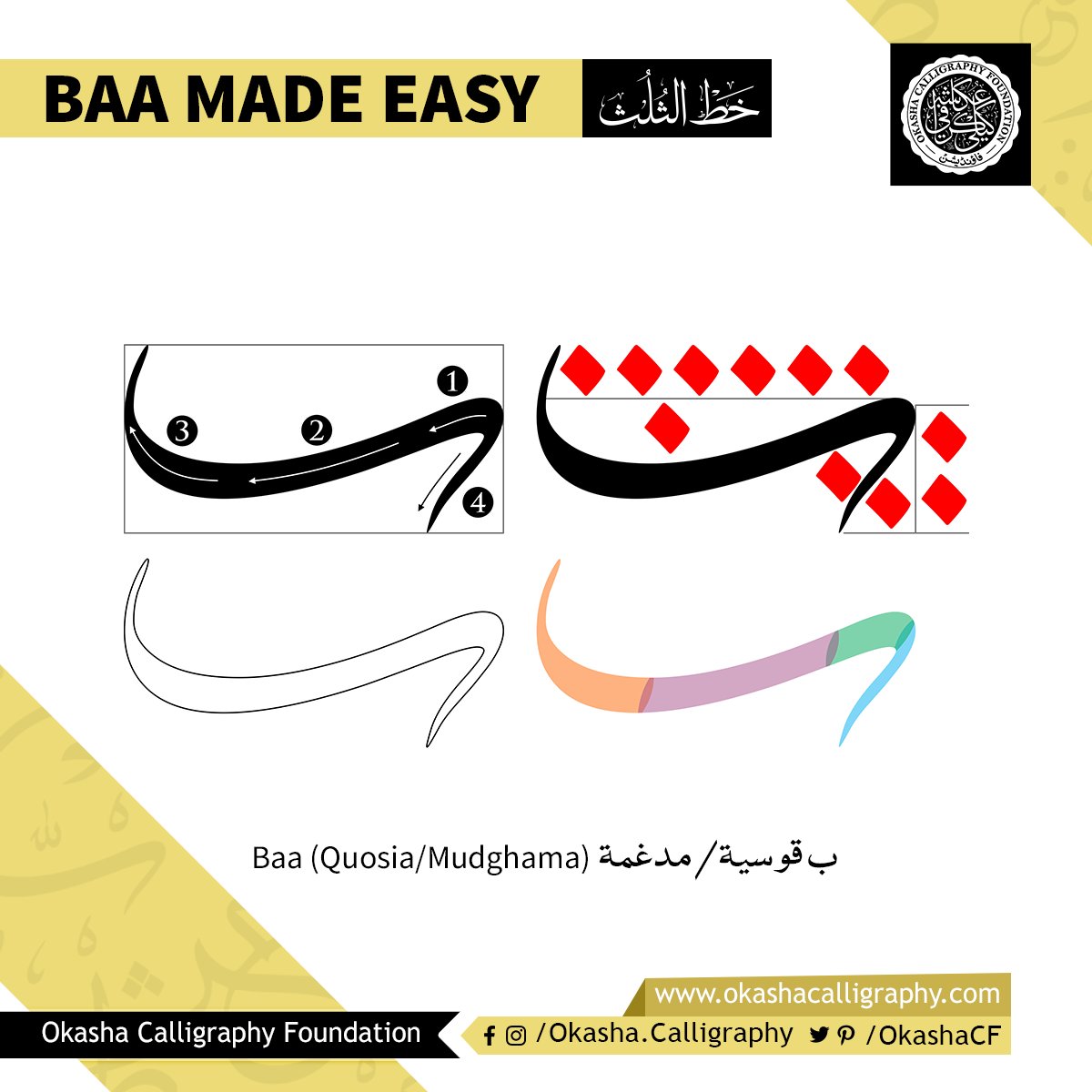 OkashaCF's tweet photo. How to write Baa Quosia/Mudghama in #Thuluth
50% OFF-Best Arabic Calligraphy Course: https://t.co/qm6b7ZZmS4
#ThuluthLesson #ThuluthTutorial #Baa #BaaMudghama #BaaQuosia #OkashaSahil #CalligraphyCourse #ArabicCalligraphy #ArabicCalligraphyCourse #LearnCalligraphy https://t.co/0pqXRbCNMq
