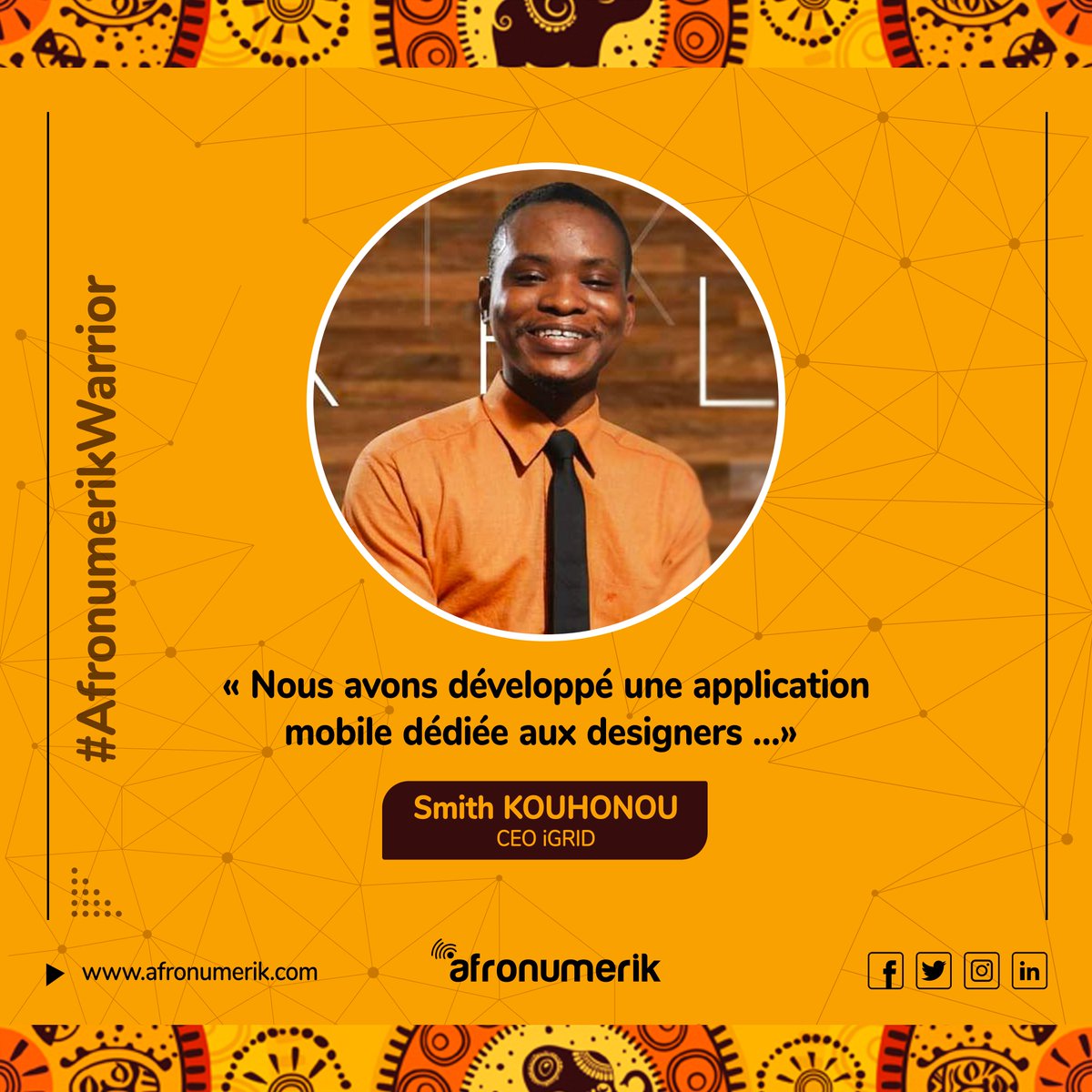 Afronumerik's tweet photo. « Nous avons développé une application mobile dédiée aux designers que nous dévoilerons dans quelques jours… »

Intégralité : https://t.co/KbgOqeENlH

#afronumerik #pixelix #digitalafrica #numerique #digital #gofordigital #forafricandigital #igrid #mojocrack #manigri https://t.co/dmA6240jPi