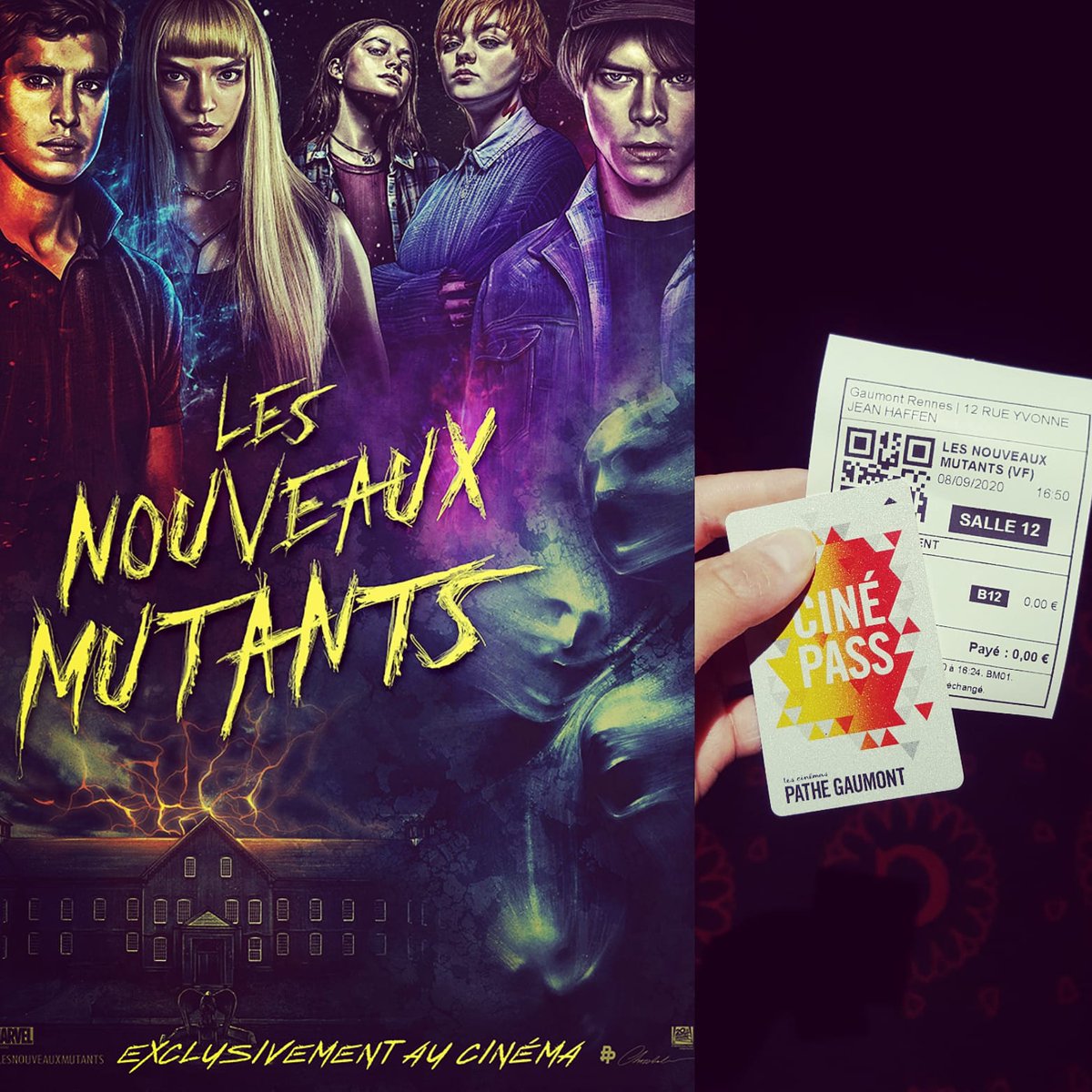 Film LES NOUVEAUX MUTANTS!! 📽🎬👍🙈 Cc @EmA2ReN @GaumontRennes !! ✌😉 #film #lesnouveauxmutants #filmdhorreur #filmfantasy #cinephile #pathe #gaumontparis #gaumontrennes #paris #rennes #france #horrorfilm #fantasyfilm