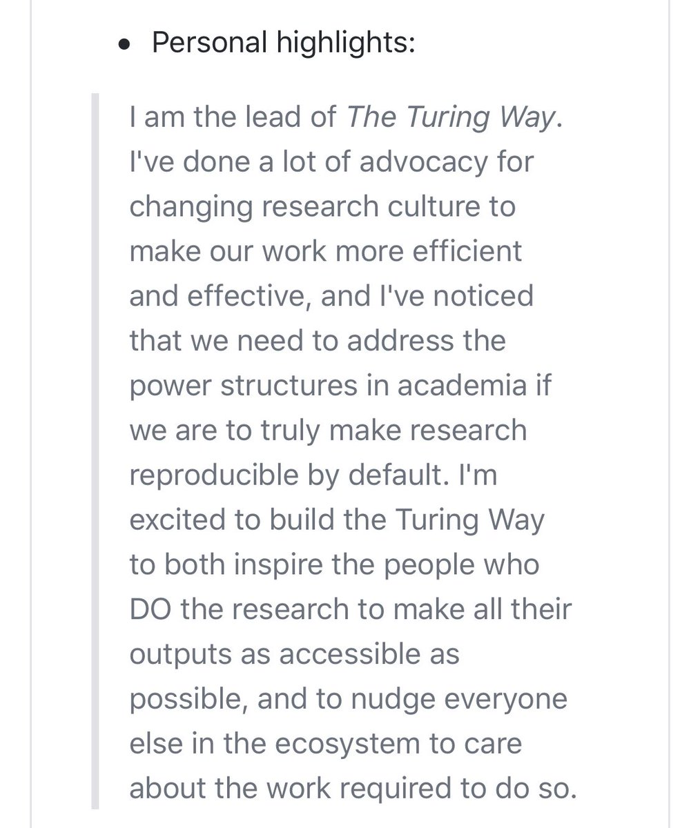 This file - which we now need all of you wonderful  @turingway contributors to help us fill in - lets every author define in the way that makes most sense to their needs what it is that they have contributed.Here’s mine:  https://github.com/alan-turing-institute/the-turing-way/blob/master/contributors.md#kirstie-whitaker #AcknowledgeAllTheWork