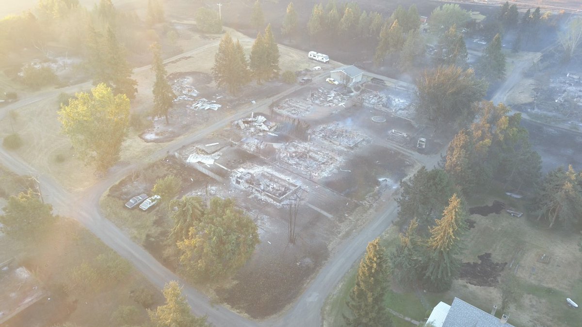 Total devastation in Malden, where an estimated 80% of homes were destroyed by a wildfire Monday. The Whitman County Sheriff's Office shared these drone pictures with 4 News Now. 

LATEST INFO: bit.ly/329rSJr?utm_me…