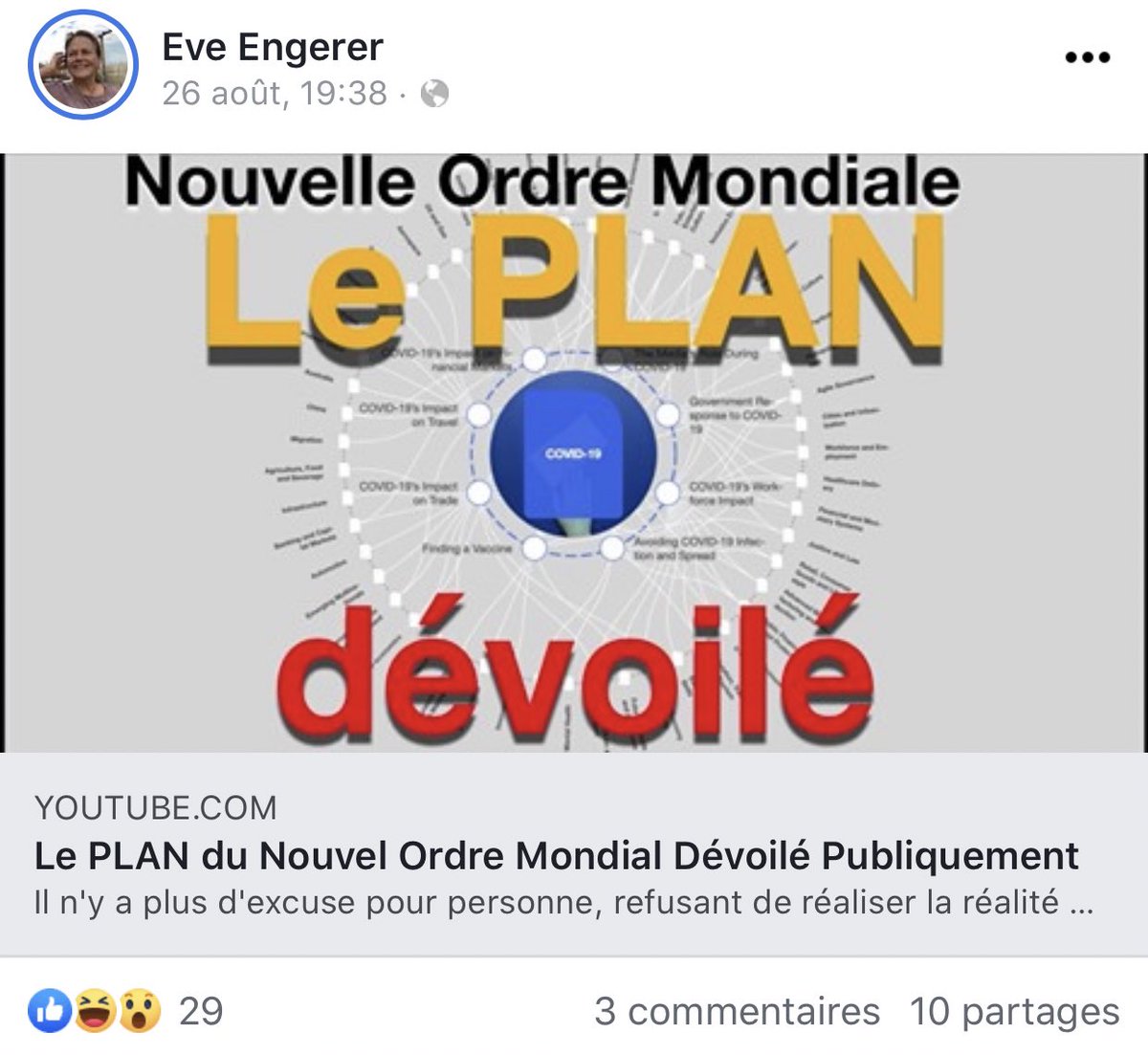 Ensuite elle coche une bonne partie des marqueurs complotistes qu’on trouve en ligne. Ici, el famoso nouvel ordre mondial.  https://www.conspiracywatch.info/quest-ce-que-le-nouvel-ordre-mondial.html