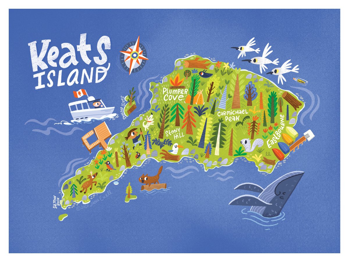 Another illustrated map in my #sunshinecoastbc series. Keats Island! 
#illustration #illustratedmap #childrensillustration