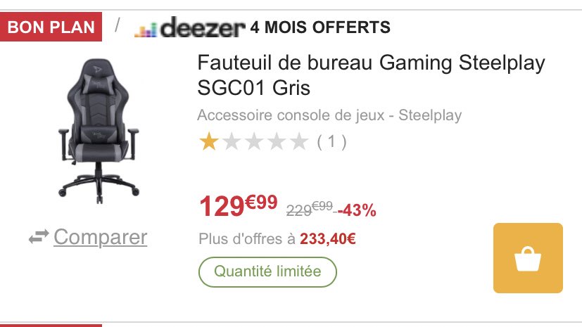 gouaig's tweet photo. #BonPlan
Chez @Fnac les fauteuils gaming #Steelplay sont quasi à moitié prix !
➡️ https://t.co/axlQXjgtZx https://t.co/2JCxiodw90