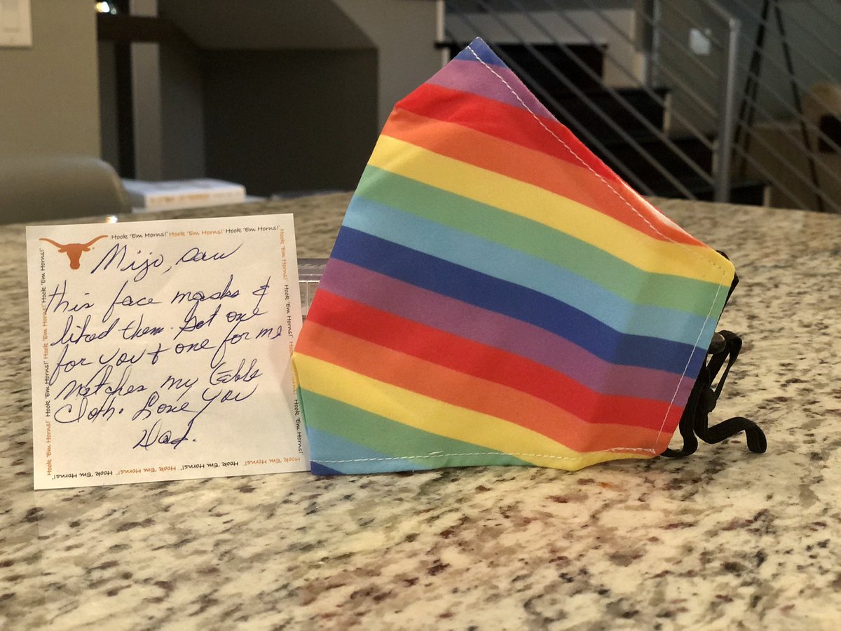 ChrisSaldana's tweet image. Man I’m blessed.  My dad saw this rainbow mask, got one for me, and one for him.  #SupportiveDad #Pride