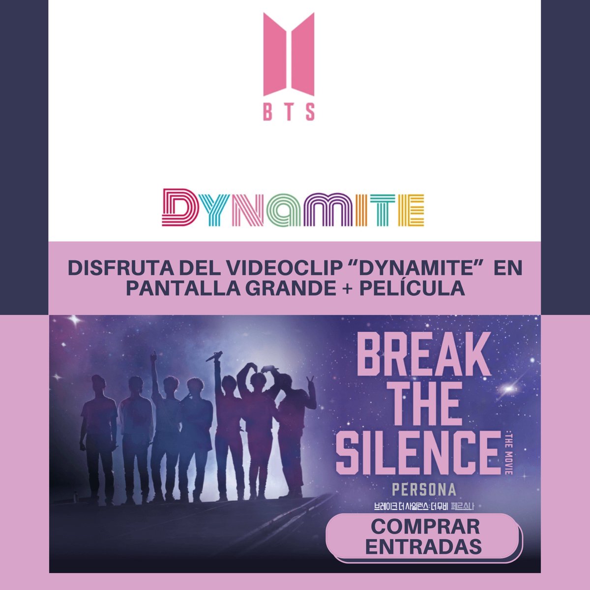 ocine_es's tweet photo. 🙆🏻‍♀️Todos los fans de #BTS que vayan a #OCINE , también podrán disfrutar de la proyección del videoclip de su nuevo single #DYNAMITE ¿ te imaginas verlo en pantalla grande? ¡Una explosión de colores que no olvidarás!

https://t.co/Ae29IiBUN9 https://t.co/CexEo9i0Ag
