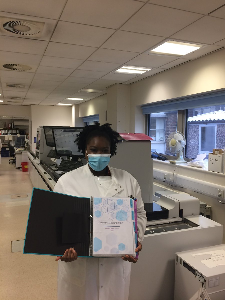 EKHUFTPathology's tweet photo. Congratulations to our @EKHUFT Trainee Biomedical Scientist Suzanne Adegboyega who has successfully passed her @IBMScience registration portfolio verification. You  worked so hard in Haematology &amp; Transfusion and we are really proud of your achievement. Well done!@IBMS_Training https://t.co/d4VmOELYxs