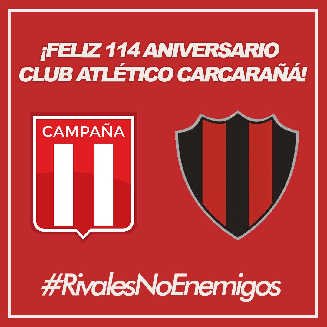✅ El Club Atlético y Biblioteca Campaña 🔴⚪🔴 saluda al Club Atlético Carcarañá ⚫🔴⚫ en su 114 Aniversario. 🔸¡FELICIDADES️!
.
#SomosRivalesNoEnemigos
#VamosCampaña 🇦🇹