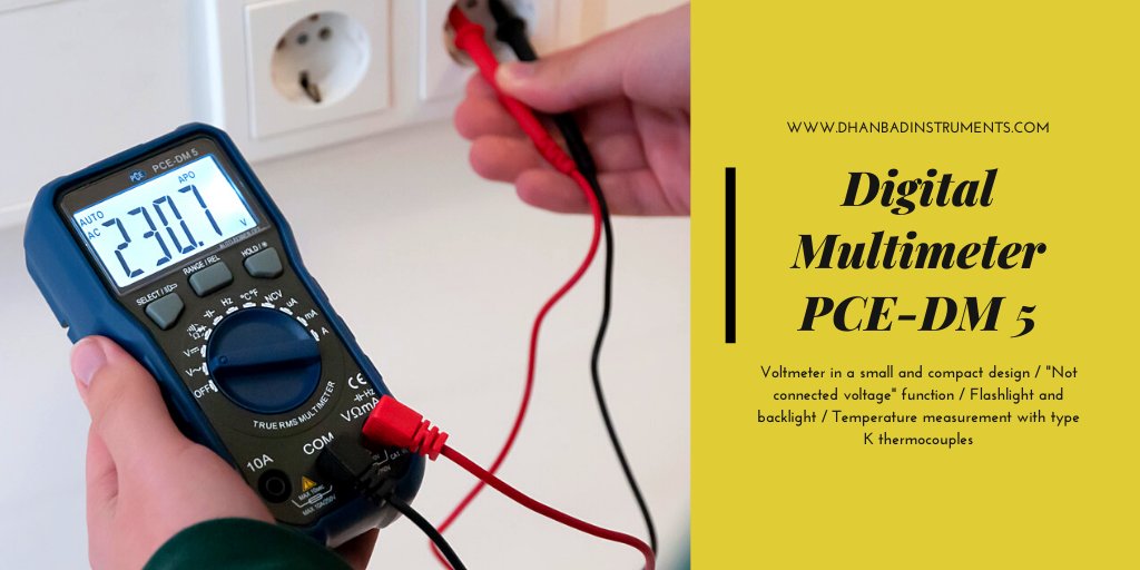 DhanbadLab's tweet photo. #DigitalMultimeter PCE-DM 5
#Multimeter in a small and compact design / "Not connected voltage" function / Flashlight and backlight / Temperature measurement with type K thermocouples
Web: https://t.co/p3Uxy7CeKc
#measuringinstruments #dhanbadinstruments #Testtool https://t.co/UYGPlpV0Zg
