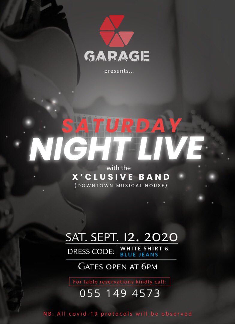 BadmanBomba's tweet photo. It’s going to be LIT this Saturday at @garage_ghana . #LiveBandSession #GoodVibesOnly https://t.co/HwogjNve7N