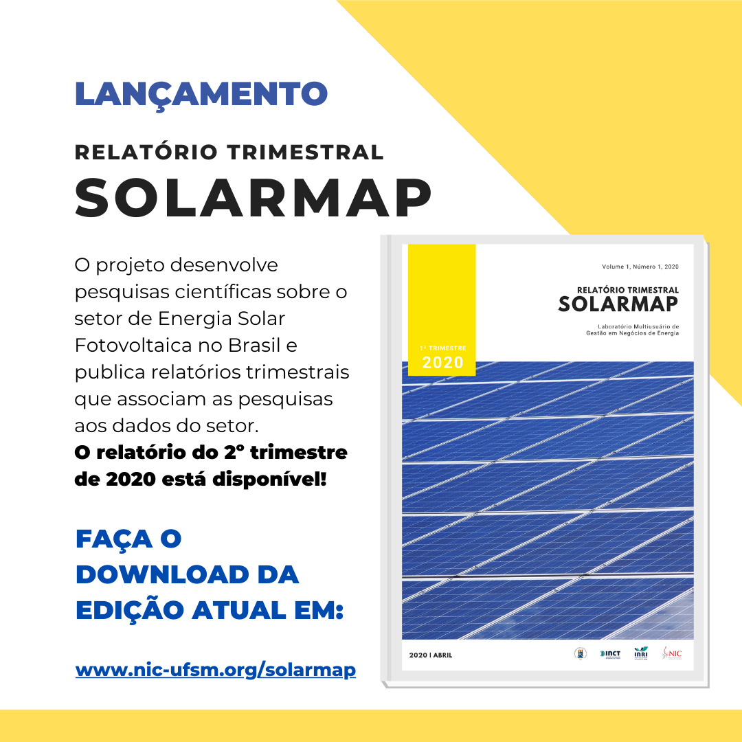 UFSM_oficial's tweet photo. 🌞 Com a finalidade de divulgar objetivamente os dados observados no setor de #EnergiaSolar fotovoltaica, a equipe do #SolarMap da #UFSM, lançou a segunda edição de seu relatório trimestral. 🔋

🔎 Saiba mais em https://t.co/j41lWkPTs8. https://t.co/58vVPCUlro
