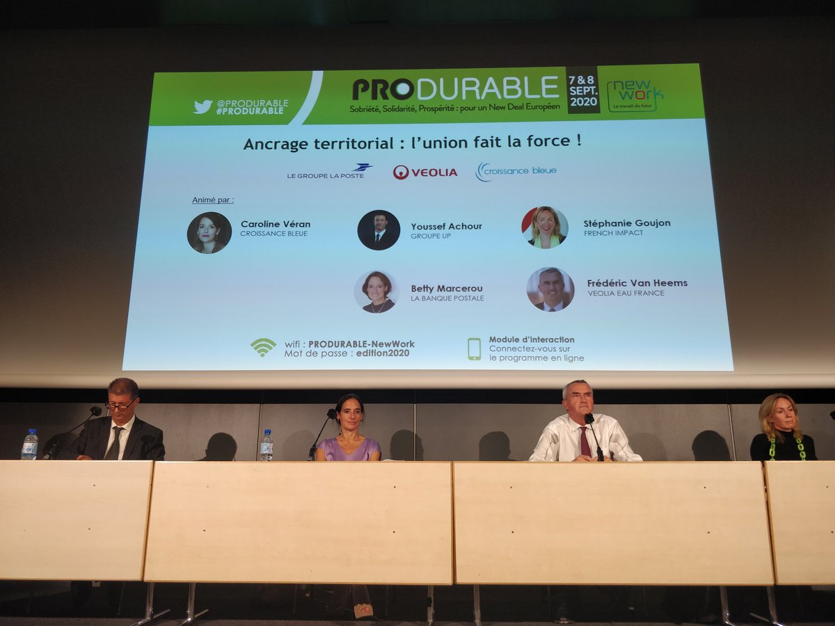 pascalewilhelm's tweet photo. @PRODURABLE table ronde Ancrage territorial avec #bettymarcerou  "avec le prêt vert aux collectivités, @LaBanquePostale a décidé de démocratiser l'accès au financement des territoires avec des prêts accessibles aux plus petits d'entre eux" #Produrable2020 @GroupeLaPoste https://t.co/D03D4FGRGA