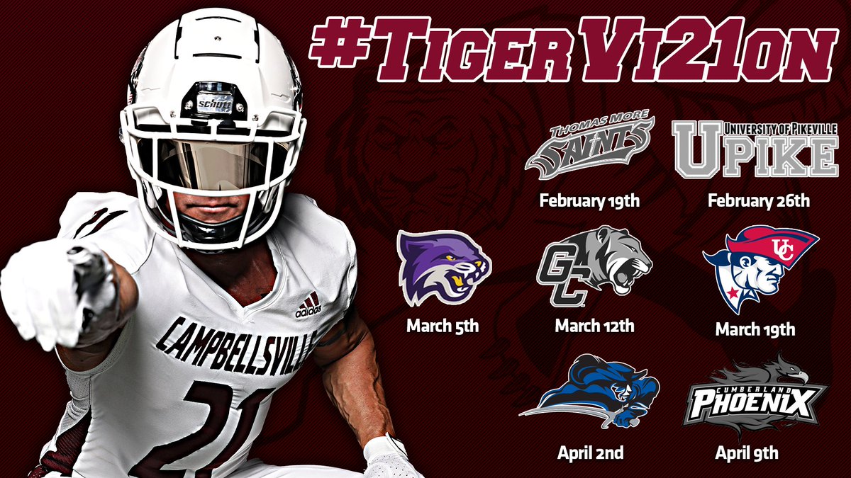 OFFICIAL: Football begins in 164 days as the Tigers open season with Thomas More on Friday, Feb. 19

#WeAreCU

➡️➡️➡️ bit.ly/3h9UBC0
