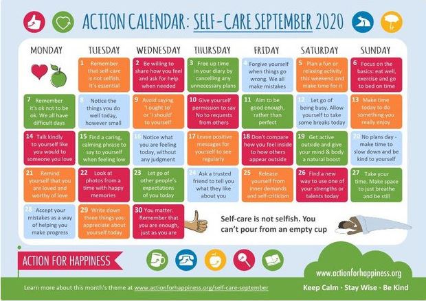 thegsyinstitute's tweet photo. Following yesterday's Youth Mental Health Day (founded by @stem4org) we wanted to share @actionhappiness 'Self-Care September' calendar with you.
#BounceNotBreak #YouthMentalHealthDay #YouthMentalHealthMatters https://t.co/vmHsXc9kwo