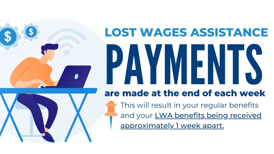 PALaborIndustry's tweet photo. ATTN: If you qualify for Lost Wages Assistance (LWA) benefit, you'll receive your LWA payments AFTER you're paid benefit payments for one of the qualifying programs.   

Learn more: https://t.co/INhWKCDQ1y https://t.co/T948Vf4qiU