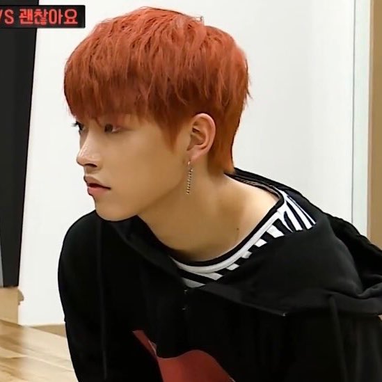 Petition for hongjoong in black hair for just once and then always in shades of red. For example, this carrot colour @ATEEZofficial